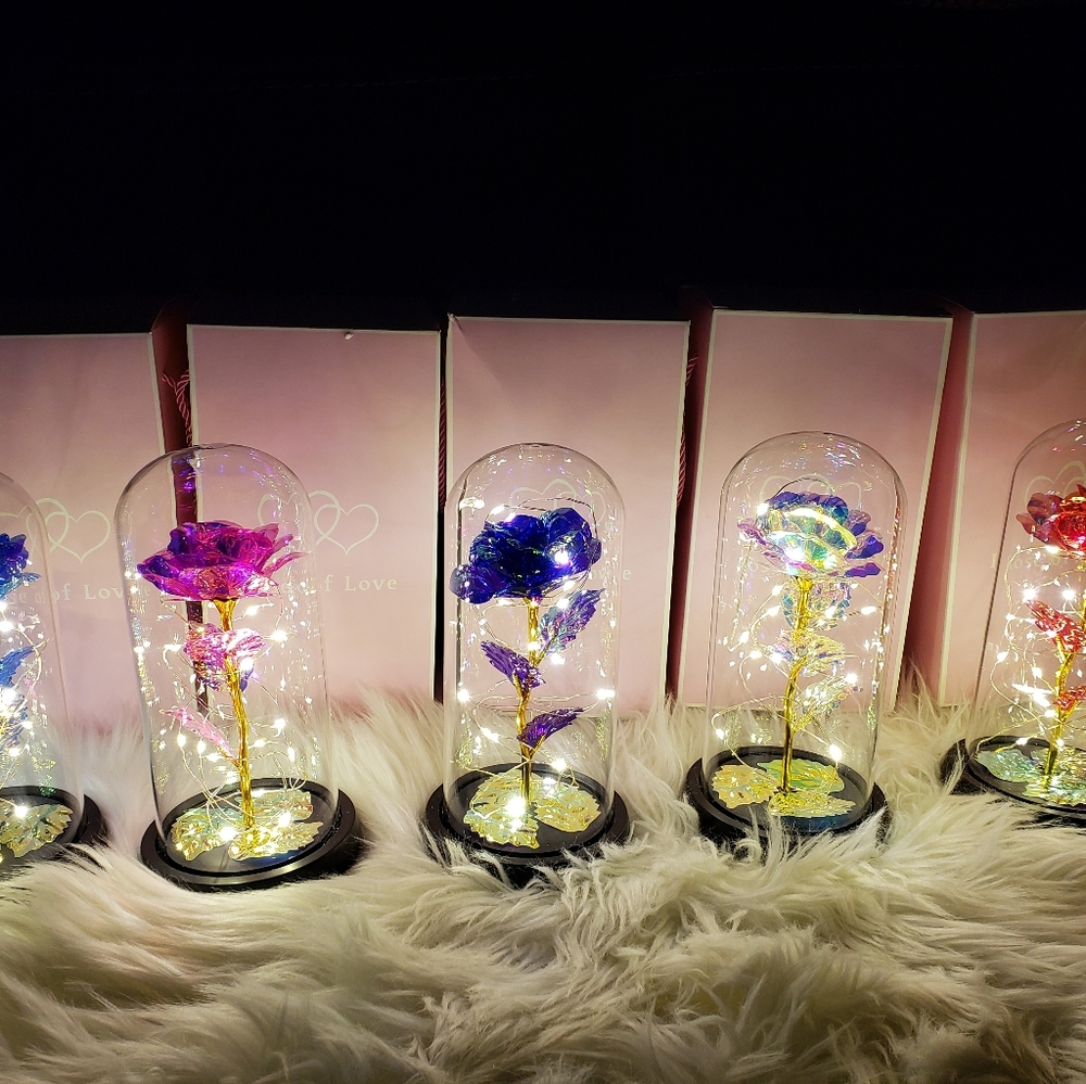 Galaxy Rose in Glass Dome